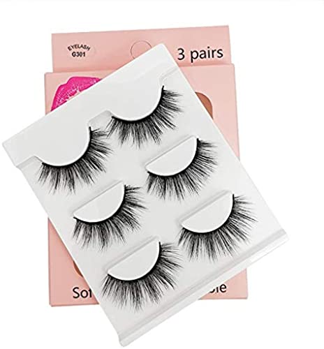 3 Pairs 3D Mink Eyelashes G3 Series Makeup Natural False Eyelashes Extension Fake Eyelashes for Long Eyelashes [Matsudaya] (G301)