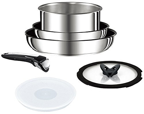 Tefal frying pan pan 6-piece set IH compatible Ingenio Neo IH Stainless Set 6 Titanium coating L93994 T-fal with handle