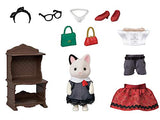 Sylvanian Families Town TVS-10 Town Fashion Outfit Set, Charcoal Cat Big Sister