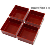 Hakoya 54276 Made in Japan Tatsumiya 8.9-inch (22.5-cm) Square 2-Tier Hors d'Oeuvres Layer Red Hyakka Bento Box