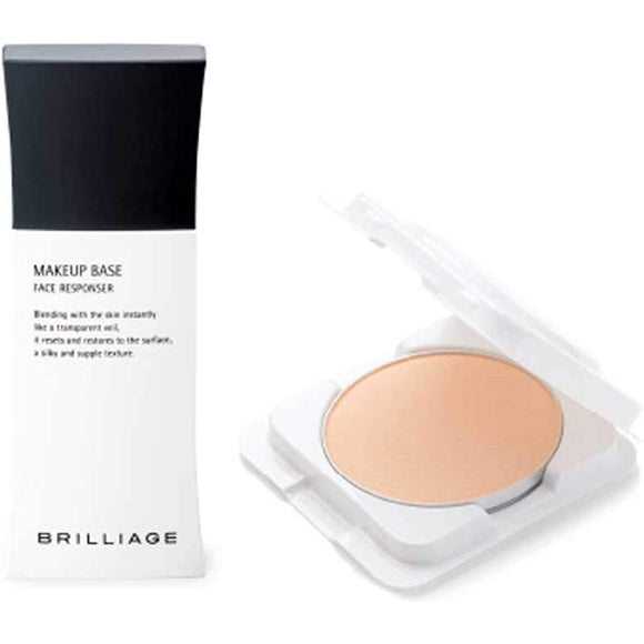 Brilliage Makeup Base 33g + Powdery Foundation Authentic Woman Glow Stage Refill (Pure French Beige 20) Set [Makeup Base] SPF25 PA++ 33g [Foundation] SPF35 PA++ [Brand produced by Chiaki Shimada]