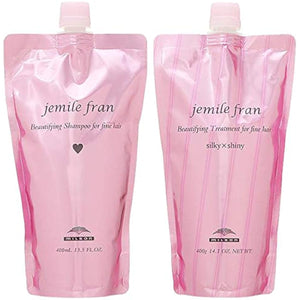 [Set] MILBON Gemile Fran Shampoo Heart Refill + Treatment Silky Shiny Refill 400mL each Refill Set