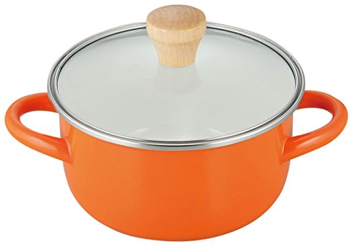 Peace Fraise Two-handed hot pot Hot pot Cooking tabletop hot pot Petit pan 16cm for 1-2 people Orange IH compatible Hollow with glass lid PR-8132
