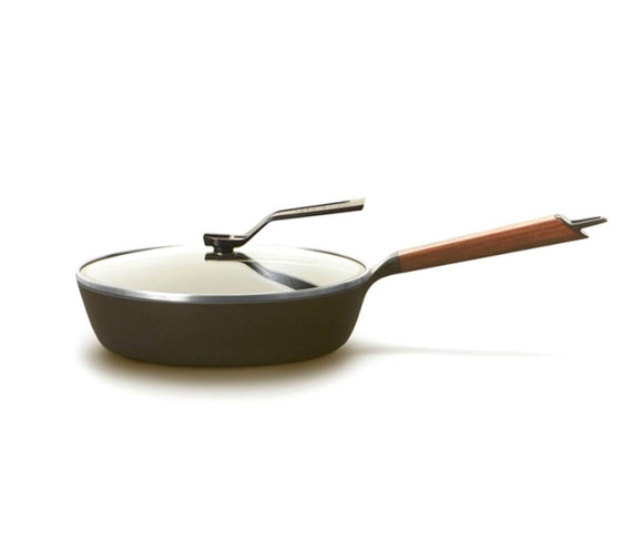 Vermicular Frying Pan with Lid, 9.4 inches (24 cm), Deep Handle: Walnut Lid Set