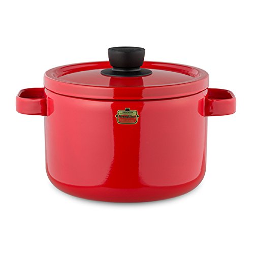 Fuji Hollow Two-Handed Pot Deep Casserole Solid 22cm Red SD-22DW R