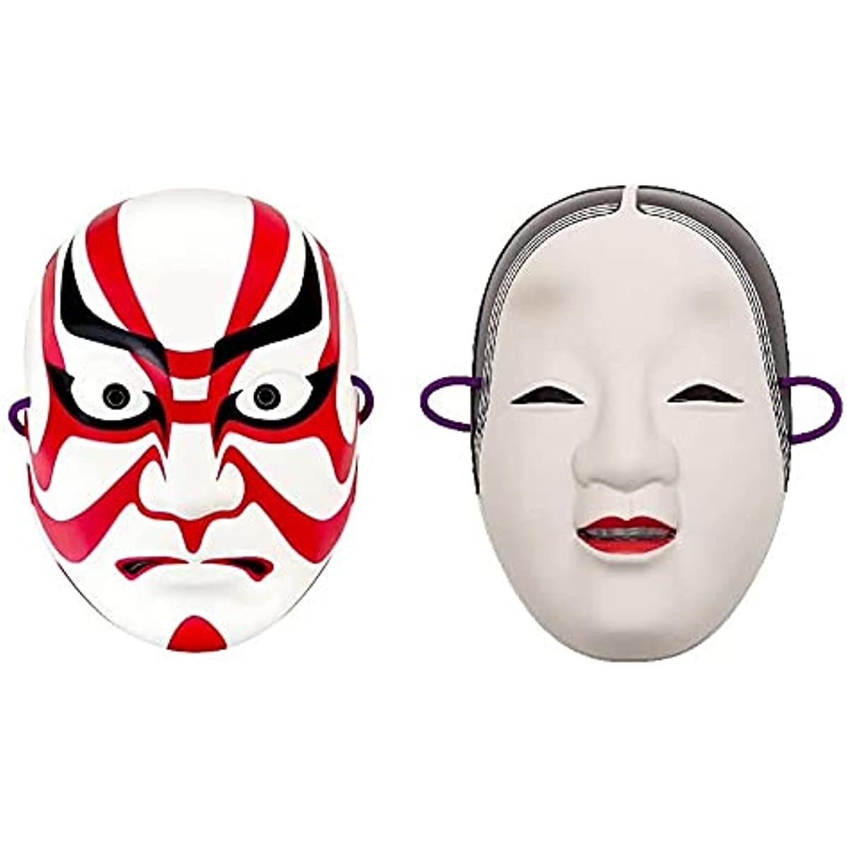 Hong Kong indenlandske godtgørelse Traditional 2-Piece Set Kabuki Small Face Mask (Noh Face), Mask, Cospl –  Goods Of Japan