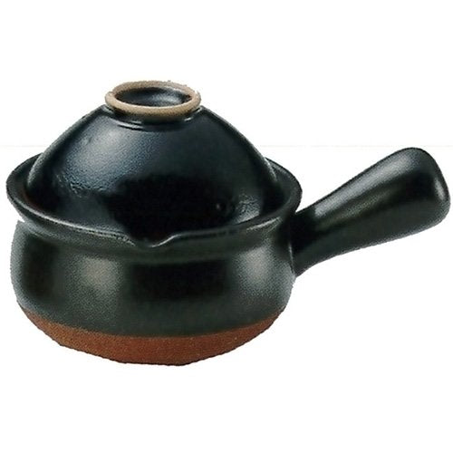 Sanko Pot: 58-15560 Banko Ware for Straight Fire, Microwave, and Oven Safe, Parallel Pot with Top Bowl, 5.7 inches (14.5 cm), 650 cc, Black SANTO