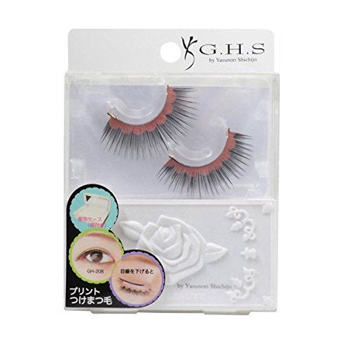 G.H.S Printed false eyelashes Prima dense long mountain RD with special case GH-208 (1 pair)