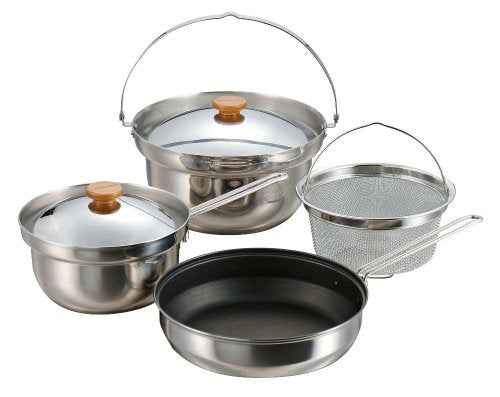 Captain Stag M-5510 Multi-Stainless Cooker for Barbecues, Pots, Frying Pans, Colander Set