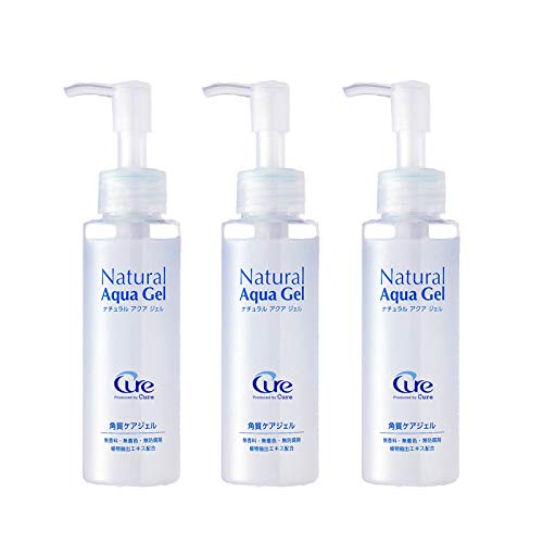 Cure Natural Aqua Gel, Exfoliating, Exfoliating, Exfoliating, Face, Nose, Gommage, Peeling, Face Wash, Full Body, Elbows, Knees, Decollete, Back, Heels, Made in Japan, Cure Official, 100g, Set of 3