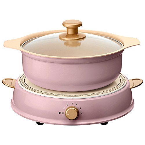 Iris Ohyama IHLP-R14-PA Induction Cooking Heater 1400 W Pot Set, ricopa Ash Pink