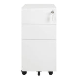 OSJ Cabinet 3 Tiers, A4 Compatible with Keys, Casters, White