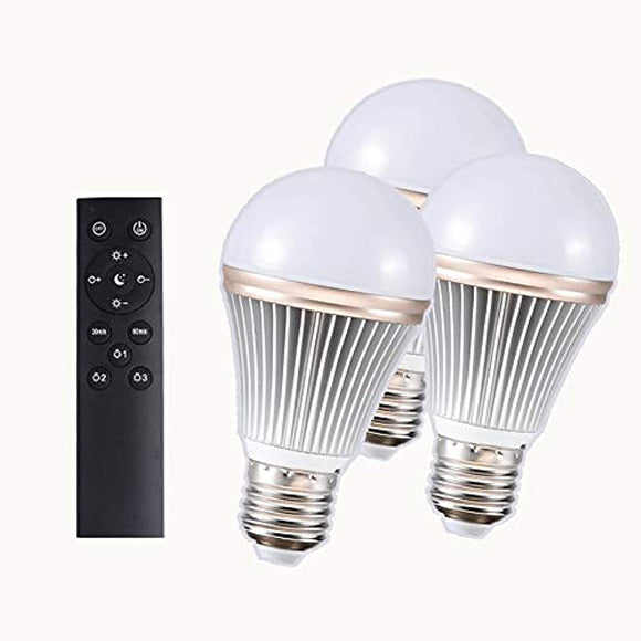 LED Bulb, E26 Base, 12 W, Remote Control, LED Light, Equivalent to 100 W Bulb, Daylight Color, Dimming Toning, Timer Included, Night Light, Brightness Memory Function (Remote Control + 3 Bulbs)