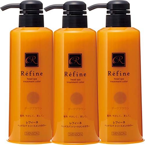 Refine gray hair dye hair color color treatment R starter set 300g 3 piece set brown black head spa treatment color 1st generation rinse conditioner for men women gray hair color mixture (dark brown)