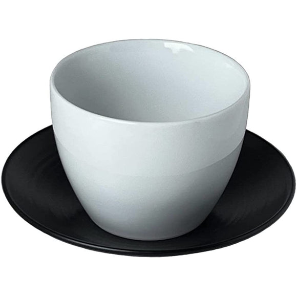 White Ceramic Porcelain Teacup (Black Charcoal Glazed) + Tea Bowls Inoguchi