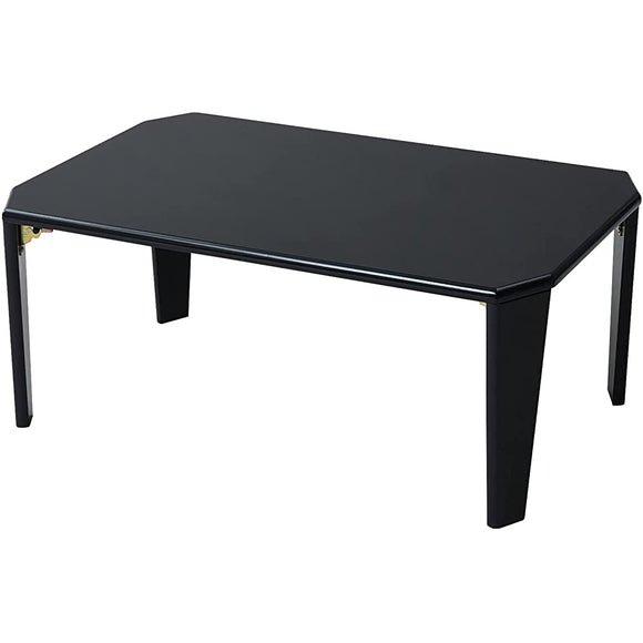 Yamazen TWL-7550 (BK) Low Table, Width 29.5 x Depth 19.7 x Height 12.8 inches (75 x 50 x 32.5 cm), Mirror Finish, Compact Storage, Rounded Corners, Easy to Fold, Finished Product, Black, Work-from-Home