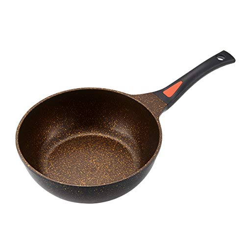 Frying pan Marble coat IH compatible 24cm deep marble processing 7 layer coating Cooking utensils Cookware eye media aimedia Gold brown 1008849