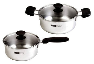 Nishiyama Pot Made in Japan Pot Set Stainless Steel One-Handed Pot 18cm 2.2L Two-Handed Pot 2.6L 20cm Najirate NRT-38KR