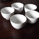 White Porcelain Sencha Green Tea Bowls 07T 5 Guests