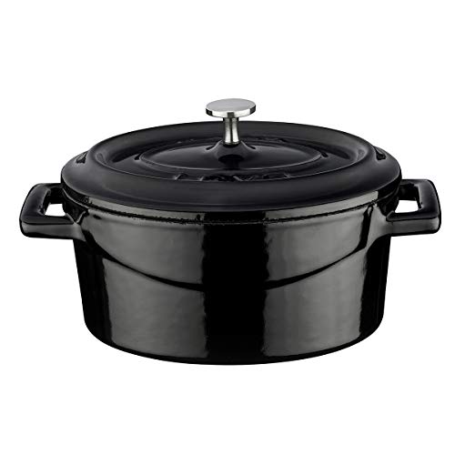 Regular sale in Japan LAVA Casting enamel pot Oval casserole 10cm Shiny Black Gas (direct fire), IH, electricity, oven compatible
