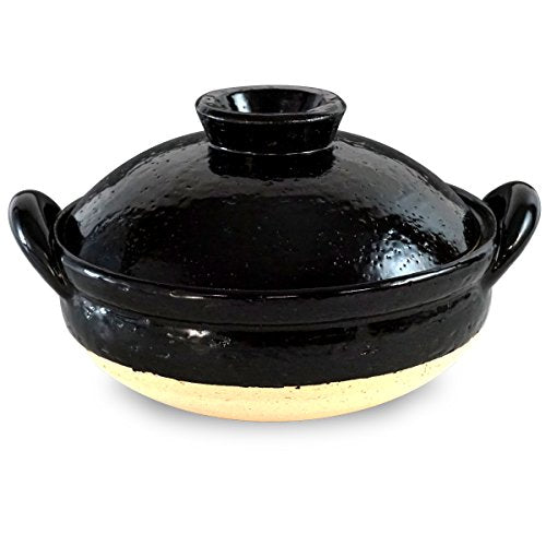 Hasezono clay pot Healthy steaming pot Medium 27 cm 2000 ml For 2-4 people Direct fire only Black Iga ware Made in Japan ZW-22