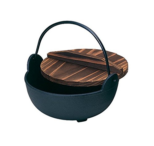 Sanginami Shoten 100-18 Iron Colored Pot with Wooden Lid, 6.3 inches (16 cm)