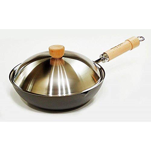 River light frying pan set silver 24cm pole JAPAN stir-fry pot with lid set wok