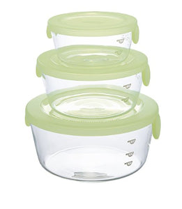 Hario SYT-2418CG Stacky, Set of 3, Clear Green