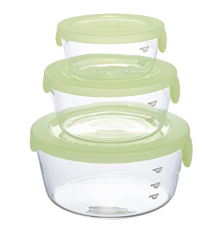Hario SYT-2418CG Stacky, Set of 3, Clear Green