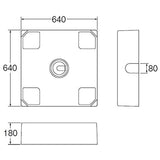 SANEI H546-640 Washing Machine Pan, For Floor Piping, External Dimensions 25.2 x 25.2 inches (640 x 640 mm)