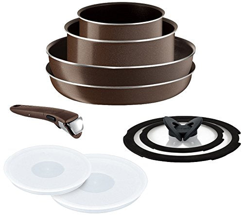 Tefal frying pan pan 9-piece set for gas fire Ingenio Neo Brownie set 9 Power glide 4-layer coating L21590 T-fal with handle for gas fire