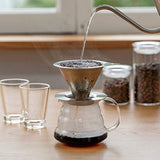 HARIO DMD-01-HSV Double Mesh Metal Dripper, For 1-2 Cups, Hairline Silver