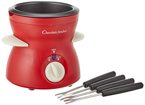 Pearl Metal Little Rich Electric Chocolate Fondue with 4 Forks Red D-311
