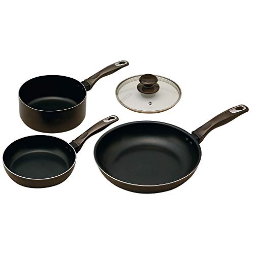 Bestco frying pan One-handed pan 4-piece set IH compatible Gray berryse IH compatible Fluororesin processing with glass lid ND-946