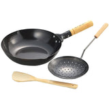 Tamahashi CK-334R Chen Kenichi IH 200V Compatible Beijing Pot, 11.0 inches (28 cm) & Mini Sharen (with Bamboo Turner) Black