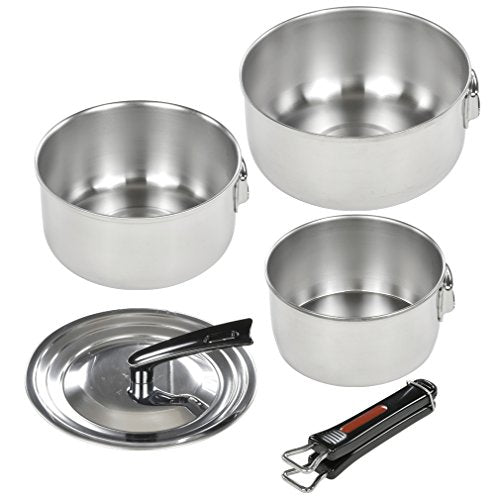 Hepingflies Pot Set One Touch Cooker Folias 3-Piece Set IH Compatible Stainless Steel Made in Japan FM-8157