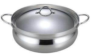 Shimomura Kohan Tabletop pot Two-handed pot 3-layer steel Earthenware pot Wind pan 26cm Made in Japan Stainless steel gas fire IH compatible Lightweight 41953 Tsubamesanjo