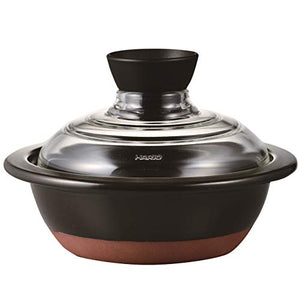 HARIO Earthenware pot with glass lid No. 6 700ml Black GDN-165-B