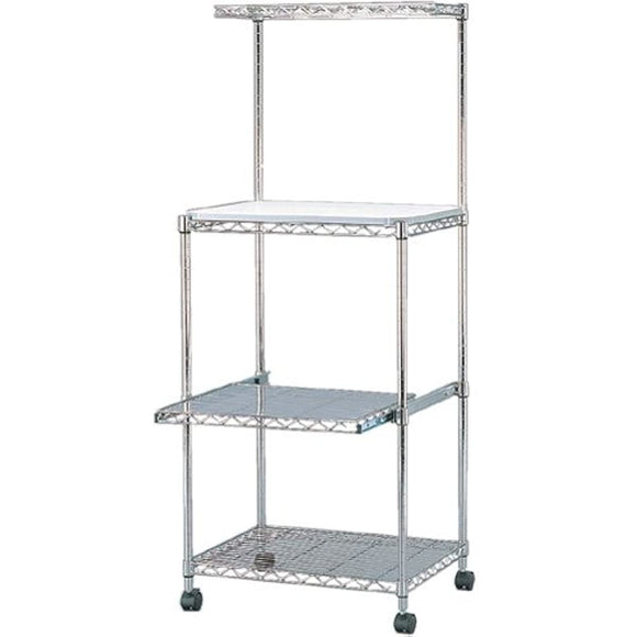 Iris Ohyama Rack Metal Rack Range stand with 4-stage casters With slide tray Silver Anti-rust processing Pole diameter 19mm Width 55 x Depth 45 x Height 139cm Steel rack Rust-resistant MTO-MR55