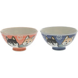 Japanese Shiba Inu Red & Blue Rice Bowl Set Set of 2 Authentic Minoware Ceramic Chawan Bowls