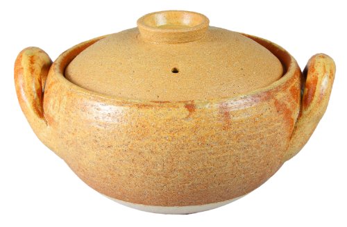 Hasezono Earthenware pot Miso soup pot Large 23 cm 1600 ml For 3-4 people Direct fire only Yellow Iga ware Made in Japan Pot spread with recipe CT-31