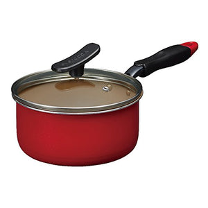 Ever Cook One-handed pan 18cm IH compatible Red glass with lid 1 year warranty Doshisha