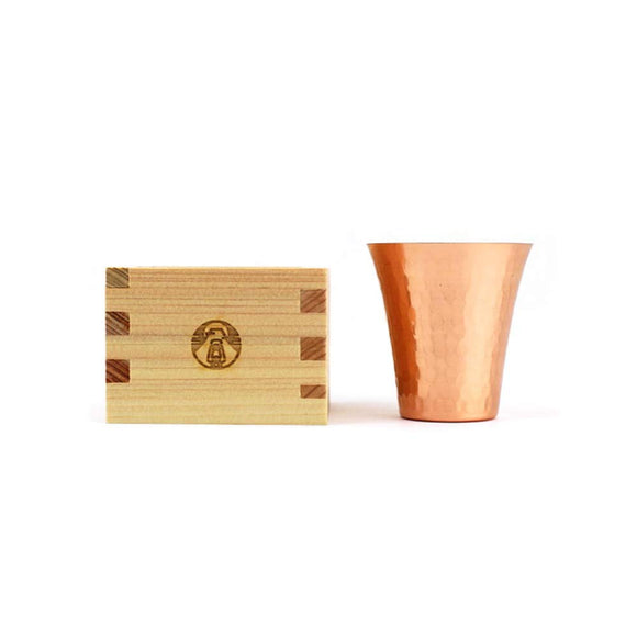 PEAKS & TREES Hammered Copper Tumbler Hinoki Gotabasu Japanese Sake Cold Sake Cup Set [S Size] [Made by Tsubamanjo]