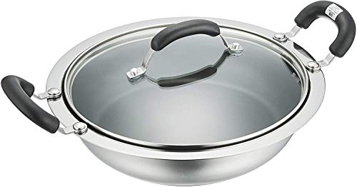 Meyer Two-handed pot Hot pot Earthenware pot 28cm Stainless steel with glass lid Fluororesin processing Hot pot Domestic genuine HP2-W28