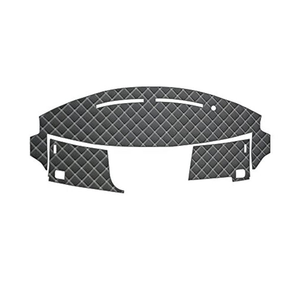 BMS DWSQUARE#50 Dashboard Mat, Dik Leather, Black, White/Daihatsu Tanto/Custom H25/10 ~ LA600/610S with Auto Light Sensor, LDM-D18A-MWWH