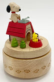 Sanrio H 9156 Wooden Music Box, Snoopy Dog House, Beige