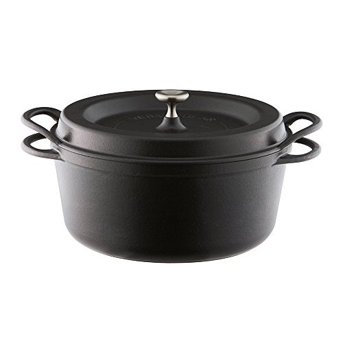 Vermiculer Oven Pot Round 26cm Anhydrous Enamel Pot with Special Recipe Book Matte Black SUMI (Charcoal)