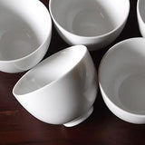 White Porcelain Sencha Green Tea Bowls 07T 5 Guests