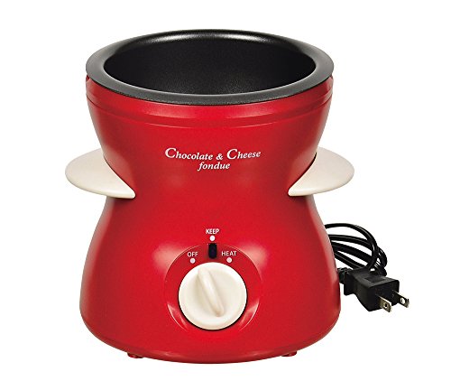 PEARL METAL Little Rich Electric Chocolate Cheese Fondue Pot with 4 Forks Red D-310