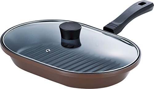 Peace Fraise Frying Pan Grill Pan Fish Grilled Steak Marone Chef 22 × 32cm Gas Fire Dedicated Diamond Coat MM-9541